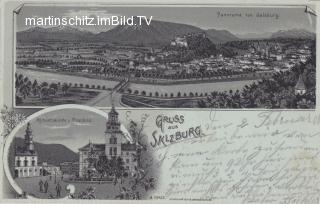 2 Bild Litho - Mondscheinkarte - Salzburg - Oesterreich - alte historische Fotos Ansichten Bilder Aufnahmen Ansichtskarten 