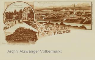3 Bild Litho Karte Villach  - Europa - alte historische Fotos Ansichten Bilder Aufnahmen Ansichtskarten 
