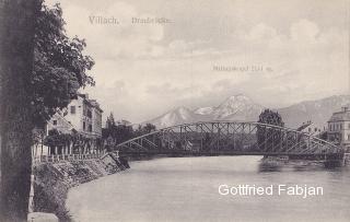Villach, Draubrücke mit Mittagskogel - Europa - alte historische Fotos Ansichten Bilder Aufnahmen Ansichtskarten 