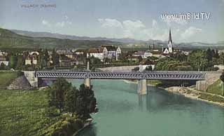 Eisenbahnbrücke Villach - Villach-Innere Stadt - alte historische Fotos Ansichten Bilder Aufnahmen Ansichtskarten 