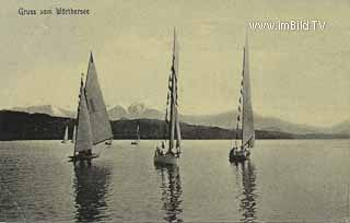Segelpartie am Wörthersee - Oesterreich - alte historische Fotos Ansichten Bilder Aufnahmen Ansichtskarten 