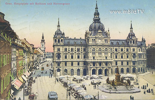 Graz - Rathaus und Herrengasse - Steiermark - alte historische Fotos Ansichten Bilder Aufnahmen Ansichtskarten 