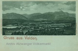 Velden, Ortsansicht mit Westbucht und Karawanken  - Villach Land - alte historische Fotos Ansichten Bilder Aufnahmen Ansichtskarten 