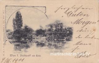 Wien, Stadtpark mit Teich - alte historische Fotos Ansichten Bilder Aufnahmen Ansichtskarten 