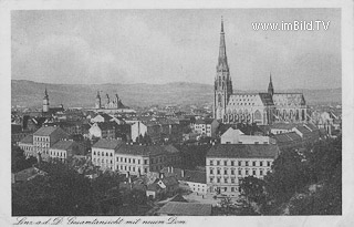 Linz, Gesamtansicht mit neuem Dom - Linz - alte historische Fotos Ansichten Bilder Aufnahmen Ansichtskarten 