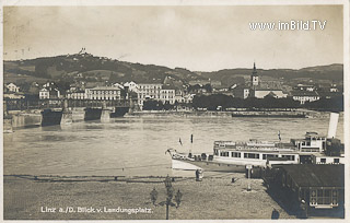 Linz, Blick v. Landungsplatz - Linz - alte historische Fotos Ansichten Bilder Aufnahmen Ansichtskarten 
