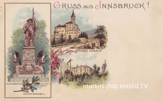 3 Bild Litho Karte - Innsbruck - alte historische Fotos Ansichten Bilder Aufnahmen Ansichtskarten 