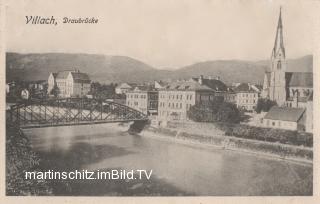 Draubrücke mit Dependance Mosser und Nikolaikirche - Kärnten - alte historische Fotos Ansichten Bilder Aufnahmen Ansichtskarten 