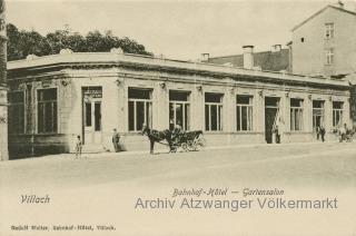 Villach,  Bahnhof Hotel - Gartensalon  - Villach(Stadt) - alte historische Fotos Ansichten Bilder Aufnahmen Ansichtskarten 