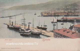 Triest, Porto nuovo - Friaul Julisch Venetien - alte historische Fotos Ansichten Bilder Aufnahmen Ansichtskarten 