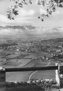 Blick von der Burgruine auf Landskron - Europa - alte historische Fotos Ansichten Bilder Aufnahmen Ansichtskarten 