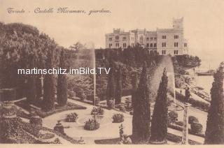 Triest, Schloss Miramare mit Gartenanlage - Friaul Julisch Venetien - alte historische Fotos Ansichten Bilder Aufnahmen Ansichtskarten 