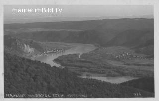 Fernblick vom Sandl - Weißenkirchen in der Wachau - alte historische Fotos Ansichten Bilder Aufnahmen Ansichtskarten 