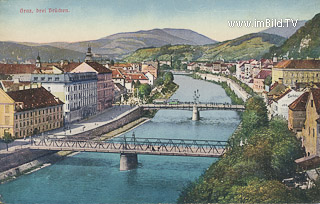 Graz - Drei Brücken - alte historische Fotos Ansichten Bilder Aufnahmen Ansichtskarten 
