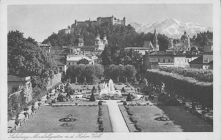 Salzburg, Mirabelgarten mit dem Hohen Göll - alte historische Fotos Ansichten Bilder Aufnahmen Ansichtskarten 