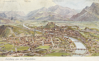 Salzburg aus der Vogelschau - alte historische Fotos Ansichten Bilder Aufnahmen Ansichtskarten 
