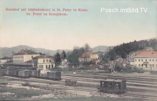 St. Peter in Krain, Bahnhof - St. Peter in Krain (San Pietro del Carso) / Pivka - alte historische Fotos Ansichten Bilder Aufnahmen Ansichtskarten 