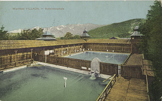 Warmbad Villach - Schwimmschule - Oesterreich - alte historische Fotos Ansichten Bilder Aufnahmen Ansichtskarten 