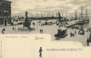 Triest, Josefsplatz mit Hafen - Triest - alte historische Fotos Ansichten Bilder Aufnahmen Ansichtskarten 