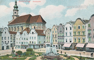 Schärding - Stadtplatz - alte historische Fotos Ansichten Bilder Aufnahmen Ansichtskarten 