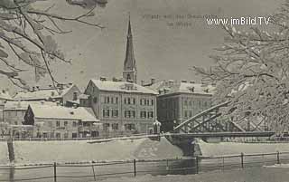 Draubrücke im Winter - Villach-Innere Stadt - alte historische Fotos Ansichten Bilder Aufnahmen Ansichtskarten 