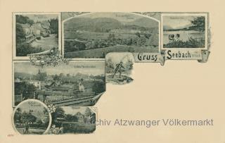 7 Bild Lithokarte Seebach bei Villach - Kärnten - alte historische Fotos Ansichten Bilder Aufnahmen Ansichtskarten 