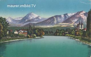 Drau mit Blickrichtung Kreuzkriche - Villach(Stadt) - alte historische Fotos Ansichten Bilder Aufnahmen Ansichtskarten 