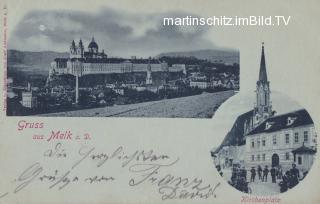 2 Bild Litho - Mondscheinkarte - Melk  - Melk - alte historische Fotos Ansichten Bilder Aufnahmen Ansichtskarten 