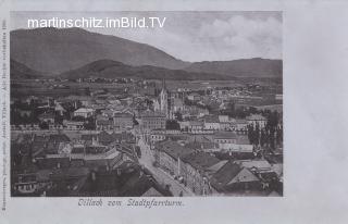 Blick vom Stadtpfarrturm auf die Nikolaikirche  - Oesterreich - alte historische Fotos Ansichten Bilder Aufnahmen Ansichtskarten 
