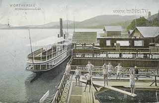 Militärschwimmschule mit Dampfer - St. Martin   (12. Bez) - alte historische Fotos Ansichten Bilder Aufnahmen Ansichtskarten 