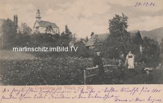 Oswaldiberg mit Kirche und Bauernhof - Oesterreich - alte historische Fotos Ansichten Bilder Aufnahmen Ansichtskarten 