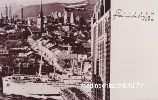 Villach im Fasching, Hochseeschiff auf der Drau - Villach-Innere Stadt - alte historische Fotos Ansichten Bilder Aufnahmen Ansichtskarten 