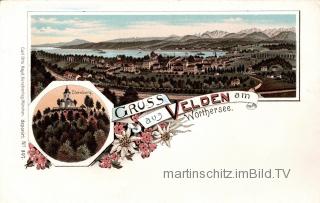 2 Bild Litho Karte - Velden - Kärnten - alte historische Fotos Ansichten Bilder Aufnahmen Ansichtskarten 