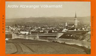 Villach mit Eisenbahnbrücke - CDV  - Europa - alte historische Fotos Ansichten Bilder Aufnahmen Ansichtskarten 