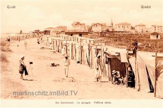 Grado, der Sandstrand - Italien - alte historische Fotos Ansichten Bilder Aufnahmen Ansichtskarten 