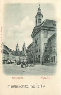 Laibach, Rathausplatz - Europa - alte historische Fotos Ansichten Bilder Aufnahmen Ansichtskarten 