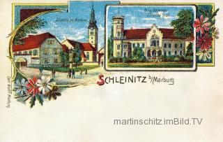 2 Bild Litho Karte - Schleinitz  - Europa - alte historische Fotos Ansichten Bilder Aufnahmen Ansichtskarten 