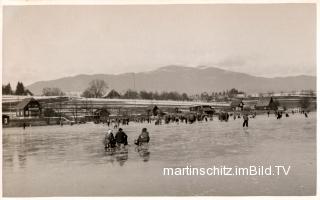 Uferansicht von Drobollach vom zugefrorenem See - Villach - alte historische Fotos Ansichten Bilder Aufnahmen Ansichtskarten 