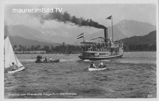 Dampfer beim Strandbad Klagenfurt - St. Martin   (12. Bez) - alte historische Fotos Ansichten Bilder Aufnahmen Ansichtskarten 