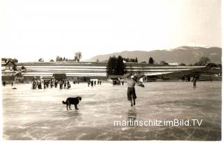 Uferansicht von Drobollach vom zugefrorenem See - Villach(Stadt) - alte historische Fotos Ansichten Bilder Aufnahmen Ansichtskarten 