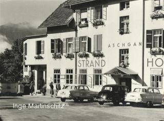 Egg am See, Strandhotel Aschgan Eingangsbereich - Villach(Stadt) - alte historische Fotos Ansichten Bilder Aufnahmen Ansichtskarten 