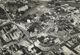 Luftbild Villacher Innenstadt - Villach(Stadt) - alte historische Fotos Ansichten Bilder Aufnahmen Ansichtskarten 