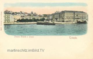 Triest, Piazza Grande mit Rathaus und Lloyd - Europa - alte historische Fotos Ansichten Bilder Aufnahmen Ansichtskarten 