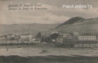 St. Peter in Krain, Bahnhof - Europa - alte historische Fotos Ansichten Bilder Aufnahmen Ansichtskarten 