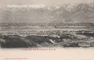 Panoramaansicht auf Villach und den Mittagskogel - alte historische Fotos Ansichten Bilder Aufnahmen Ansichtskarten 