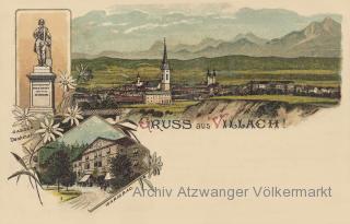 6 Bild Litho Karte Villach - alte historische Fotos Ansichten Bilder Aufnahmen Ansichtskarten 