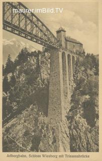 Arlbergbahn, Schloss Wiesberg mit Trisannabrücke - Europa - alte historische Fotos Ansichten Bilder Aufnahmen Ansichtskarten 