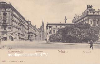Wien, Reichsratstraße mit Rathaus und Parlament - alte historische Fotos Ansichten Bilder Aufnahmen Ansichtskarten 