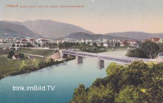 Villach gegen Lind mit Eisenbahnbrücke - alte historische Fotos Ansichten Bilder Aufnahmen Ansichtskarten 