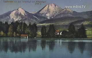 Faakersee Insel mit Mittagskogel und Türkenkopf - Kärnten - alte historische Fotos Ansichten Bilder Aufnahmen Ansichtskarten 